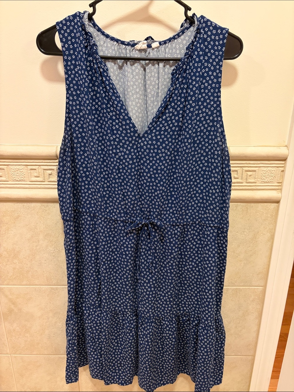 GAP Blue Floral Sleeveless V-Neck Dress